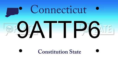 9ATTP6 Connecticut License Plate