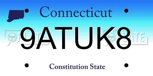 9ATUK8 Connecticut License Plate