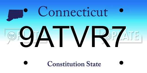 9ATVR7 Connecticut License Plate