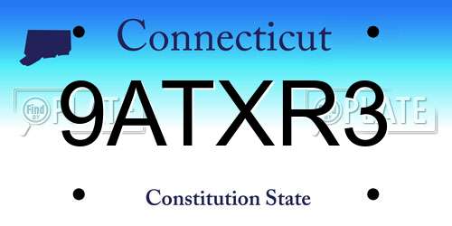 9ATXR3 Connecticut License Plate