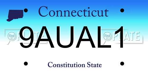 9AUAL1 Connecticut License Plate