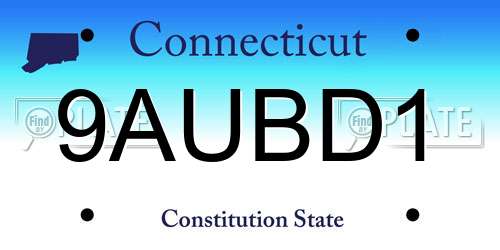 9AUBD1 Connecticut License Plate