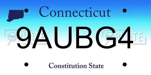 9AUBG4 Connecticut License Plate