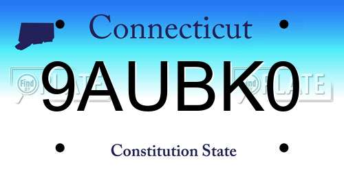 9AUBK0 Connecticut License Plate
