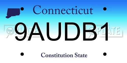 9AUDB1 Connecticut License Plate