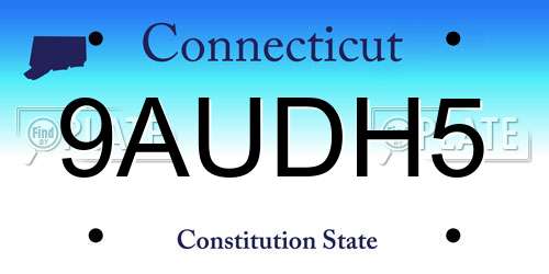 9AUDH5 Connecticut License Plate