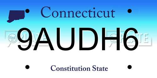 9AUDH6 Connecticut License Plate
