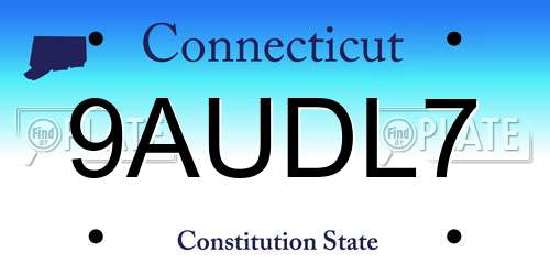 9AUDL7 Connecticut License Plate