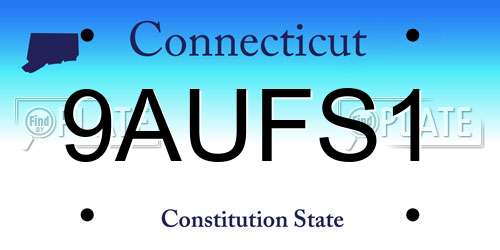 9AUFS1 Connecticut License Plate