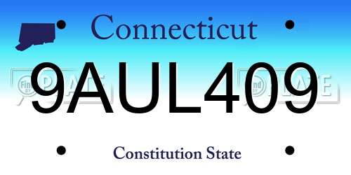 9AUL409 Connecticut License Plate