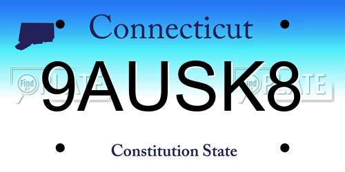 9AUSK8 Connecticut License Plate