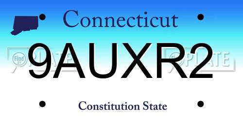 9AUXR2 Connecticut License Plate