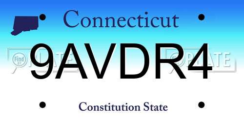 9AVDR4 Connecticut License Plate