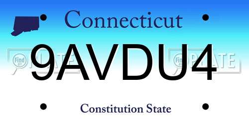 9AVDU4 Connecticut License Plate