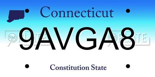 9AVGA8 Connecticut License Plate