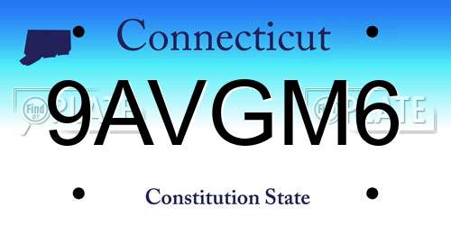 9AVGM6 Connecticut License Plate