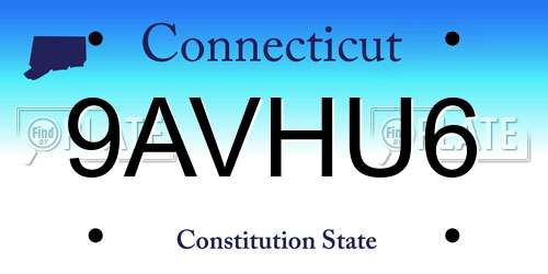 9AVHU6 Connecticut License Plate