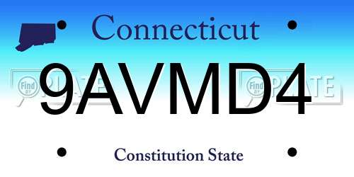 9AVMD4 Connecticut License Plate