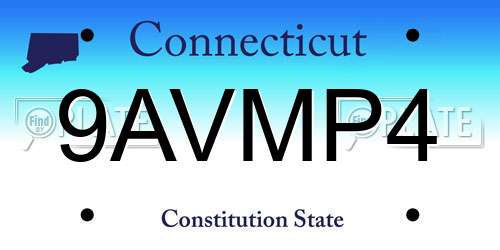 9AVMP4 Connecticut License Plate