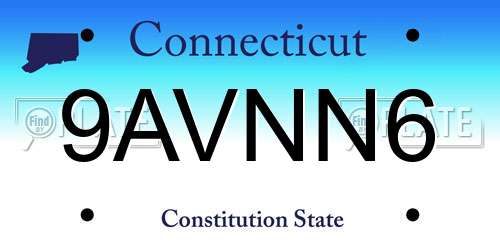 9AVNN6 Connecticut License Plate