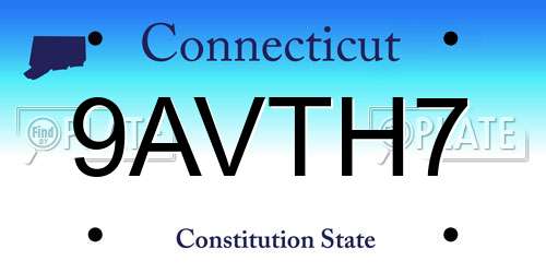 9AVTH7 Connecticut License Plate