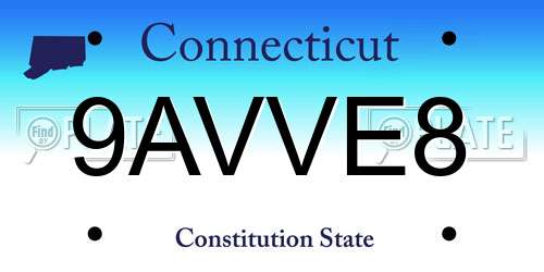 9AVVE8 Connecticut License Plate