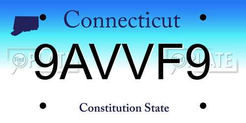 9AVVF9 Connecticut License Plate
