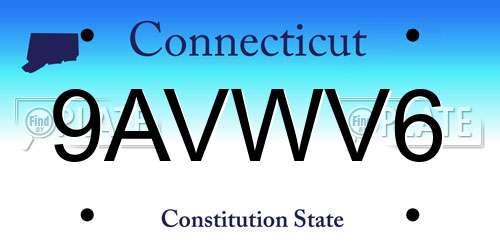 9AVWV6 Connecticut License Plate