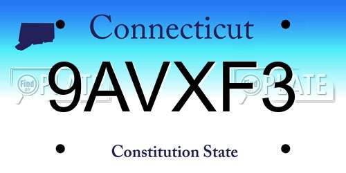 9AVXF3 Connecticut License Plate