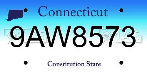 9AW8573 Connecticut License Plate