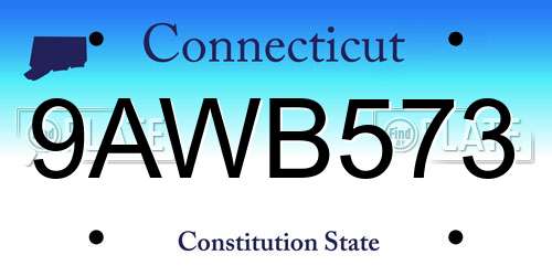 9AWB573 Connecticut License Plate