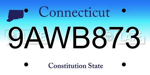 9AWB873 Connecticut License Plate