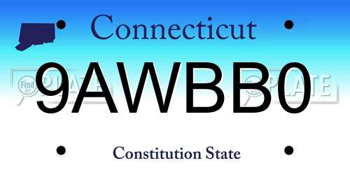9AWBB0 Connecticut License Plate