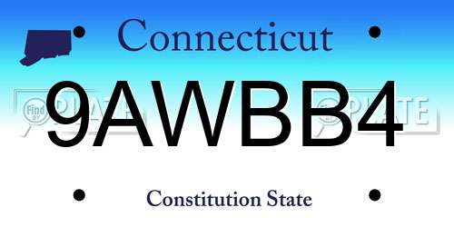 9AWBB4 Connecticut License Plate