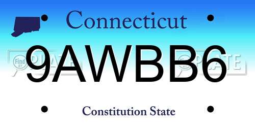 9AWBB6 Connecticut License Plate