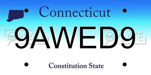 9AWED9 Connecticut License Plate