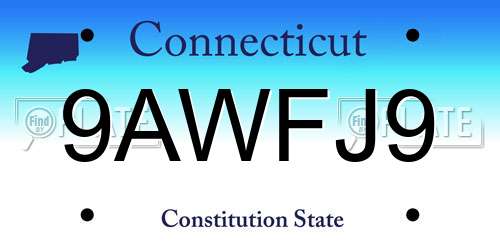 9AWFJ9 Connecticut License Plate