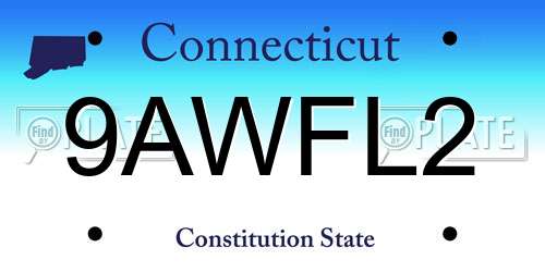9AWFL2 Connecticut License Plate