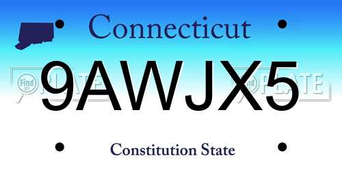 9AWJX5 Connecticut License Plate