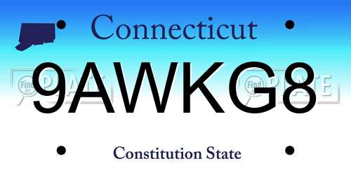 9AWKG8 Connecticut License Plate