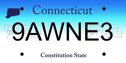 9AWNE3 Connecticut License Plate