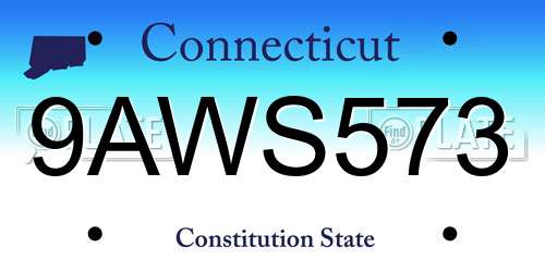 9AWS573 Connecticut License Plate