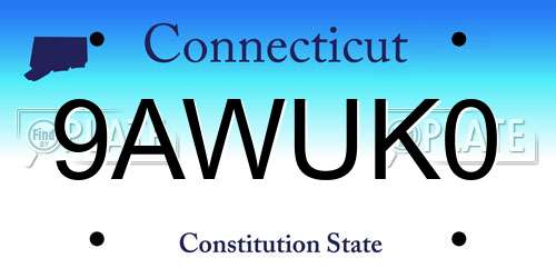 9AWUK0 Connecticut License Plate