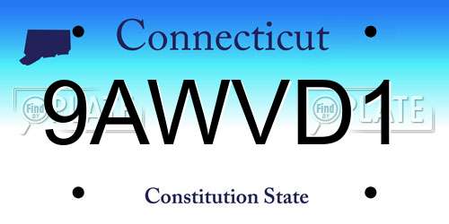 9AWVD1 Connecticut License Plate