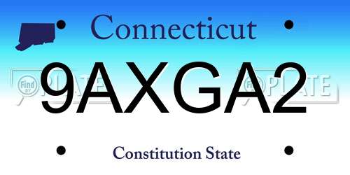 9AXGA2 Connecticut License Plate