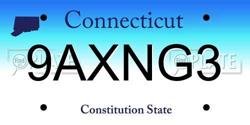 9AXNG3 Connecticut License Plate