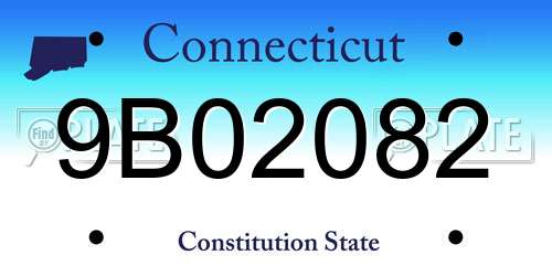 9B02082 Connecticut License Plate