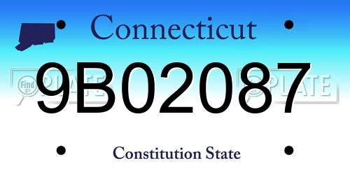 9B02087 Connecticut License Plate