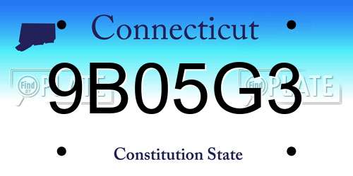 9B05G3 Connecticut License Plate