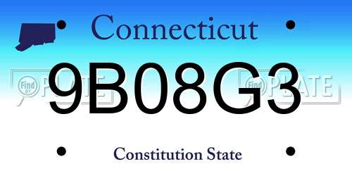 9B08G3 Connecticut License Plate
